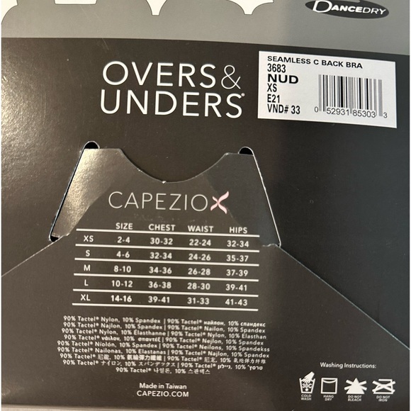 Capezio Women’s Seamless Clear Back Bra, Adjustable Straps, Overs & Unders, NWT - Picture 10 of 11